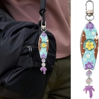 Individuelle Schlüsselanhänger: Surfbrett-Taschenanhänger, Hawaiianische Sommer-Strand-Acryl-Schlüsselanhänger mit Surfbrett, Palme & Hibiskusblüte – Geschenke