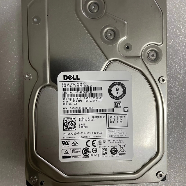 3.5 Inch SATA 6T Hard Disk MG04ACA600E Enterprise Hard Disk 0KP22D
