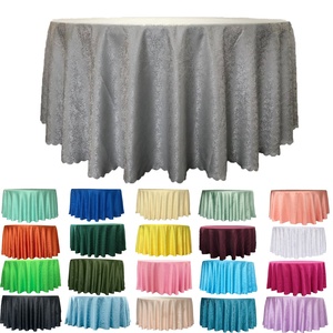 Classic Wedding Tablecloth 132 Inch 120 Inch Round Silver <strong>Table</strong> <strong>Cloth</strong> for Wedding Party Banquet Events Restaurant - Product Image 1