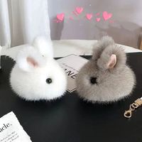 Mini lapin pendentif porte-clés cheveux de vison et accessoires de voiture en peluche de jade et ornement de sac