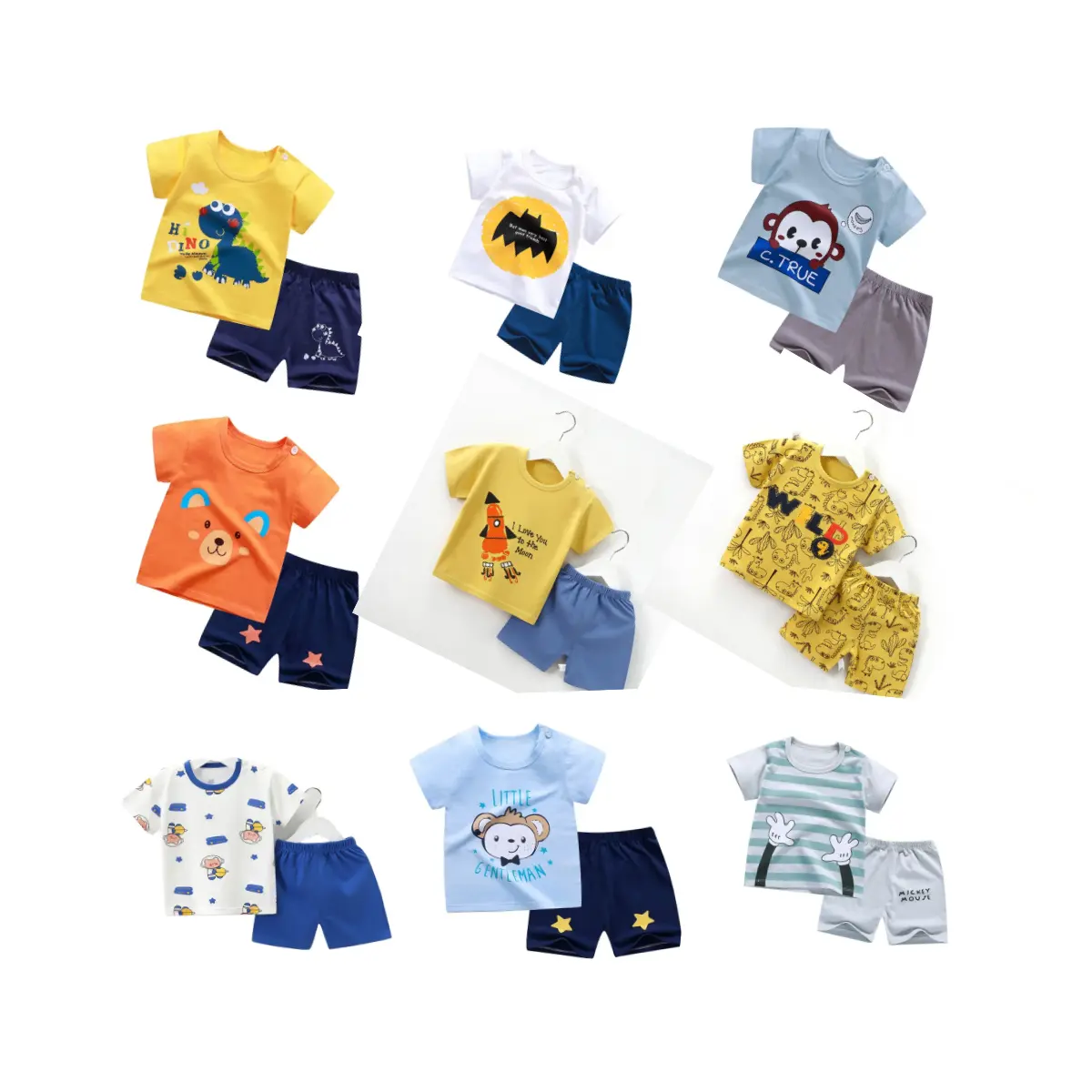 Wholesale kids boys underwear Cotton baby clothes newborn boy sets 2pcs summer clothing set for children