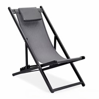 Chaise longue pliante d'extérieur en tissu, pour patio et plage, double usage, inclinable à cinq positions, chaise de camping et de loisirs avec structure en fer