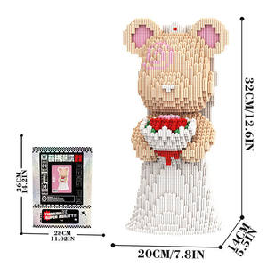 Modèle de blocs de construction en micro-particules de 32 cm, Ours point d'interrogation rouge Mpin, Figurine d'animal fantastique, Jouet de puzzle pour adolescents et adultes - Product Image 2