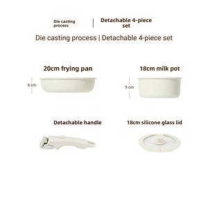 Ensemble de casseroles en pierre au design moderne, poêle à frire antiadhésive détachable, <span class=keywords><strong>wok</strong></span>, casserole à lait avec poignée en granit domestique amovible - Product Image 4