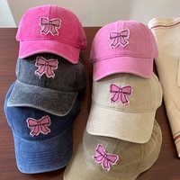 Gorra de béisbol vintage bordada con lazo, de algodón lavado, sin estructura, de 6 paneles, estilo streetwear con parche.