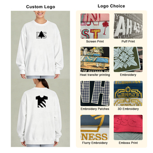 Felpa girocollo oversize da <span class=keywords><strong>donna</strong></span> in cotone pesante a tinta unita con doppia linea, spalle scese, casual per tutti i giorni - Product Image 6