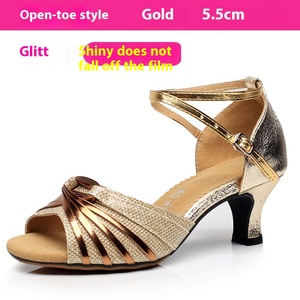 Zapatos de baile latino para mujer con tacón medio alto Sandalias de verano de suela blanda para adultos Baile cuadrado social con plantilla de PU - Product Image 6