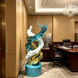 Escultura de Resina Transparente con Diseño de Olas de Agua, Estilo Moderno y Ecológico, Personalizable, para Decoración de Pisos en Hoteles y Oficinas - Product Image 5