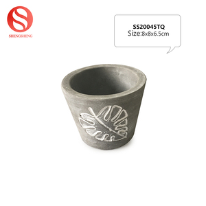 Jardín casa decorativa planta patrón redondo pequeño cemento flor maceta jardinera - Product Image 4