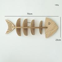 Étagère murale en bois en forme d'arête de poisson pour rangement, avec décorations de poissons, style rétro, pour intérieur, pour articles divers