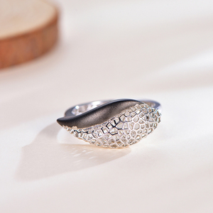 Bagues en argent pour femmes Kirin, plaquées rhodium noir, design ajouré, argent 925, pour tous les jours - Product Image 2