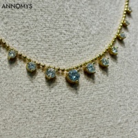 Collier chaîne dégradée en argent S925 avec moissanite, plaqué or, couleur D, scintillant et délicat, idéal comme cadeau pour femme - Vente en gros