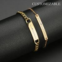 Juego de Pulseras Personalizables para Parejas, Pulsera de Cadena de Acero Inoxidable con Grabado Personalizado para Regalos de Aniversario o San Valentín