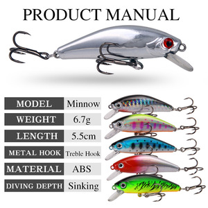 Señuelo de Pesca <span class=keywords><strong>SWORDFISH</strong></span> Five-eyes, Tipo Minnow, Impreso, de Largo Alcance, 6.7g, Alta Calidad, Micro-Size, ABS, para Agua Dulce y Lagos - Product Image 3