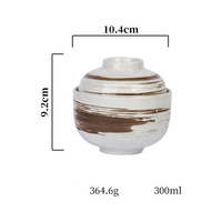 Bol à soupe japonais en céramique alimentaire avec couvercle 300 ml, pot à ragoût rustique en grès moucheté pour restaurant, cuisine domestique, vente en gros