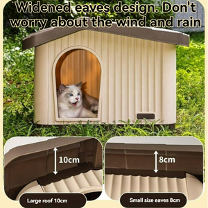 Maison pour chat <span class=keywords><strong>d</strong></span>'extérieur résistante aux intempéries toute l'année, abri en plastique imperméable pour chats sauvages et chiens, facile à nettoyer, maison pour animaux de compagnie portable - Product Image 5