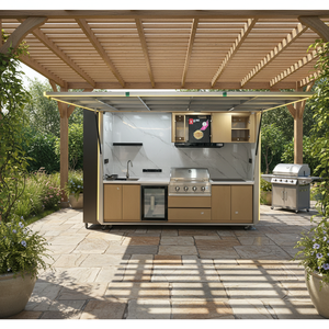 Pergola en vente flash, <span class=keywords><strong>cuisine</strong></span> modulaire <span class=keywords><strong>extérieure</strong></span> à faire soi-même, <span class=keywords><strong>cuisine</strong></span> <span class=keywords><strong>extérieure</strong></span> moderne avec armoires <span class=keywords><strong>de</strong></span> <span class=keywords><strong>cuisine</strong></span>, réfrigérateur et évier pour barbecue - Product Image 2