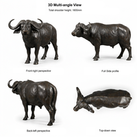 Escultura de Bronce Personalizada de Calidad Museística, Escultura de Búfalo de Bronce Grande y Resistente, Tamaño Real