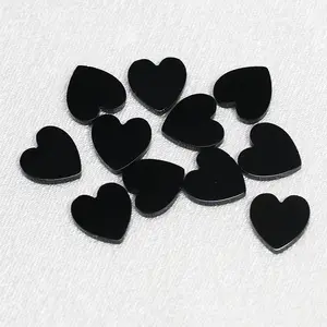 Black Onyx Agate Heart Double Flat Stone