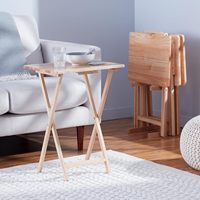 Table de service pliante classique Basics avec étagère de rangement, 14,6 L x 19 W x 26 H pouces, naturelle