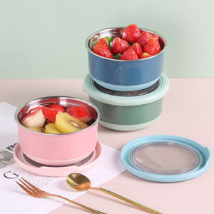 Contenedor de Alimentos de Acero Inoxidable Redondo con Tapa Hermética Rosa Verde Azul Lonchera Bento para Frutas y Preparación de Comidas - Product Image 1