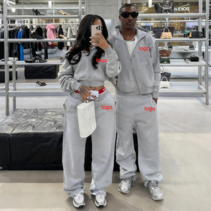 <span class=keywords><strong>Tuta</strong></span> Sportiva Personalizzata con Stampa Puff per <span class=keywords><strong>Donna</strong></span>, Set con Felpa con Zip e Pantaloni Larghi, Completo <span class=keywords><strong>Oversize</strong></span> in Pile per Jogging - Product Image 1