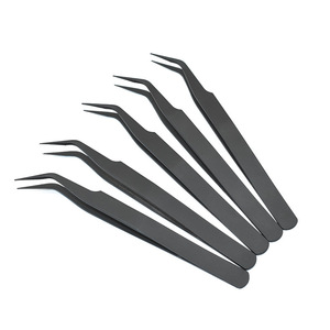 Pinzas de acero inoxidable engrosadas, pinzas negras puras, pinzas antiestáticas ESD-15 con punta curvada, para reparación electrónica y - Product Image 5