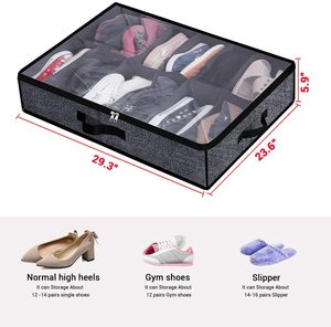Foldable Under Bed <b>Shoe</b> Storage Organizer Fit 12 to 24 Pairs Underbed <b>Shoes</b> Storage <b>Box</b> With <b>Clear</b> Window - Product Image 6