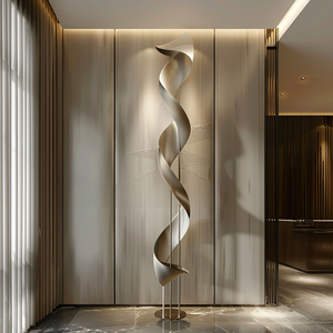 Luminaire suspendu en spirale contemporain, acrylique, métal, grande taille, couleur changeante, blanc chaud, LED, éclairage de plafond pour hôtel - Product Image 5