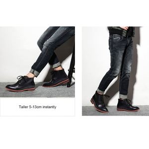 Make Taller 7cm Black Leather Boots Lace up Ankle Flat <b>Heel</b> <b>Red</b> Sole Breathable Lightweight Men Shoes Elevator Dress Shoes - Product Image 5