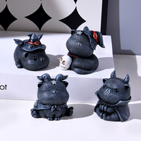 Figurine en résine de chat magique de style Halloween sombre de haute qualité, décoration gothique sorcellerie, ornement d'ambiance effrayant pour la maison