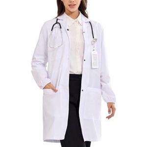<span class=keywords><strong>Camice</strong></span> da Laboratorio Professionale per Donne con Chiusura a Bottoni, 4 Tasche, Polsini Elastici, Maniche Lunghe, per Scienziati e Medici, Bianco - Product Image 4