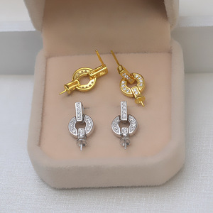 Juego de Collar y Pendientes de Plata de Ley S925 Wenchi con Forma de V, Nuevo, 10 Piezas, Accesorios para Perlas Sueltas, Base Vacía para Perlas DIY - Product Image 2