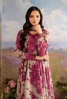Salwar Kameez Dupatta en tissu lawn imprimé numériquement Iznik, non cousu, pour femme, motif floral traditionnel, coupe ample, longueur au sol