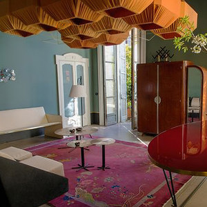 Lustre carré en bambou et rotin à six têtes couleur chocolat pour la décoration intérieure - Product Image 2
