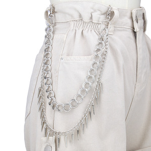 Cadena de cintura de doble capa con remaches de aleación de zinc, accesorio de moda hip hop punk para uso diario. - Product Image 2