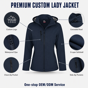 Großhandel Benutzerdefiniertes Logo OEM Wasserdichte Atmungsaktive Windbeständige Dreischichtige Softshell-Jacke mit Geformtem Rücken für <span class=keywords><strong>Damen</strong></span>-Arbeitskleidung - Product Image 2