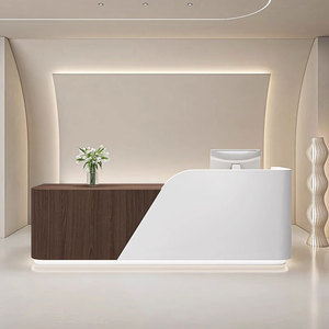 Mostrador de Recepción de Salón de Belleza de Fibra de Vidrio de Lujo, Mostrador Frontal Moderno con Diseño Curvo para Salón de Belleza u Oficina - Product Image 3