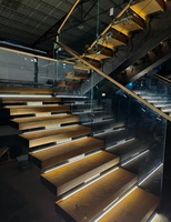 Escaliers pliants en acier et bois préfabriqués au design moderne, marches en chêne pour intérieur, escalier de duplex, hall, cuisine