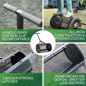 Épandeurs pour pelouse et jardin Épandeur à panier en maille métallique robuste de 36 pouces à pousser/remorquer Compost Équipement d'entretien du jardin Épandeur de fumier - Product Image 3