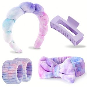 Set de 5 piezas de diadema y pulseras trenzadas suaves, diadema de corona alta para lavado facial, spa y maquillaje, accesorios dulces para el cuidado de la piel, regalo - Product Image 2