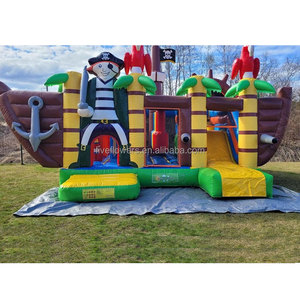 Château gonflable pirate avec toboggan et aire de jeux intérieure/extérieure pour enfants - Product Image 2