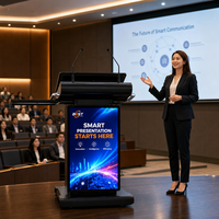 Podio Digital Inteligente con Pantalla Táctil, Atril Multimedia para Presentaciones en el Aula y Conferencias