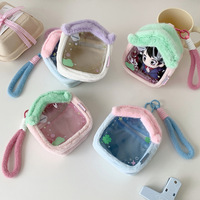 Pochette porte-poupée Kawaii avec fenêtre transparente, mini pochette de rangement, porte-clés maison de poupée avec dragonne