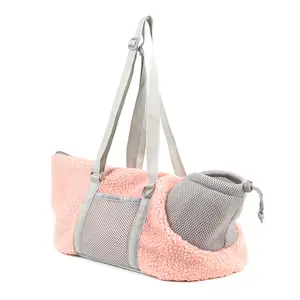 Toptan sevimli pembe siyah polar nefes yavru kılıfı kedi köpek pet sling köpek taşıyıcı - Product Image 1