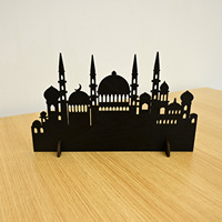 Ornement en bois en forme de mosquée, décoration de table islamique musulmane pour le Ramadan et l'Aïd Moubarak, décoration de fête Ramadan Kareem découpée au laser