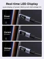 Câble de charge rapide Type-C vers Type-C 240W 5A avec affichage numérique et surveillance de la puissance en temps réel, câble de données tressé PD 100W