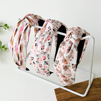 Serre-tête noué imprimé léopard rose, antidérapant, à bord large, accessoire capillaire quotidien tendance pour femmes et filles