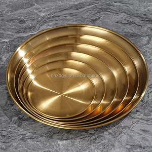 Hàn Quốc Phong Cách Thép Không Gỉ Bộ Đồ Ăn Đặt 201 Mỏng Thân Thiện Với Môi Tùy Chỉnh Khay Vàng Trái Cây Bánh Xương Tấm Thịt Nướng Phục Vụ Tấm - Product Image 1