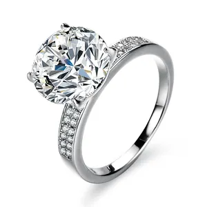 Mode Perhiasan mewah cincin perak murni 925 cincin wanita pertunangan moissanite berlian 5ct emas putih